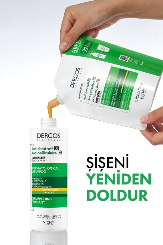 Vichy Dercos Kuru Saçlar İçin Kepek Karşıtı Saç Bakım Şampuanı, Yeniden Dolum Paketi 390 ml - 6