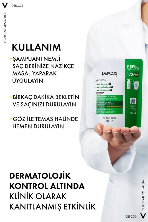 Vichy Dercos Kuru Saçlar İçin Kepek Karşıtı Saç Bakım Şampuanı, Yeniden Dolum Paketi 390 ml - 7