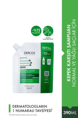 Vichy Dercos Normal/Yağlı Saçlar İçin Kepek Karşıtı Saç Bakım Şampuanı Yeniden Dolum Paketi 390 ml - Vichy
