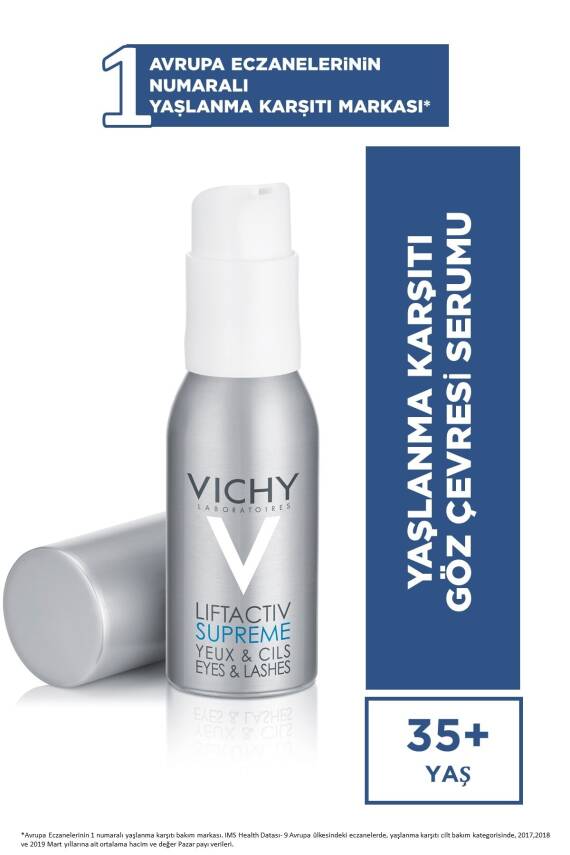 Vichy Liftactiv Supreme Göz Çevresi&Kirpiklere Özel Kırışıklık ve Sıkılık Kaybına Karşı Bakım Serumu 15 ml - 1