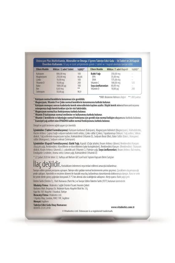 Vitabiotics Osteocare Plus 56 Tablet + 28 Kapsül - 3