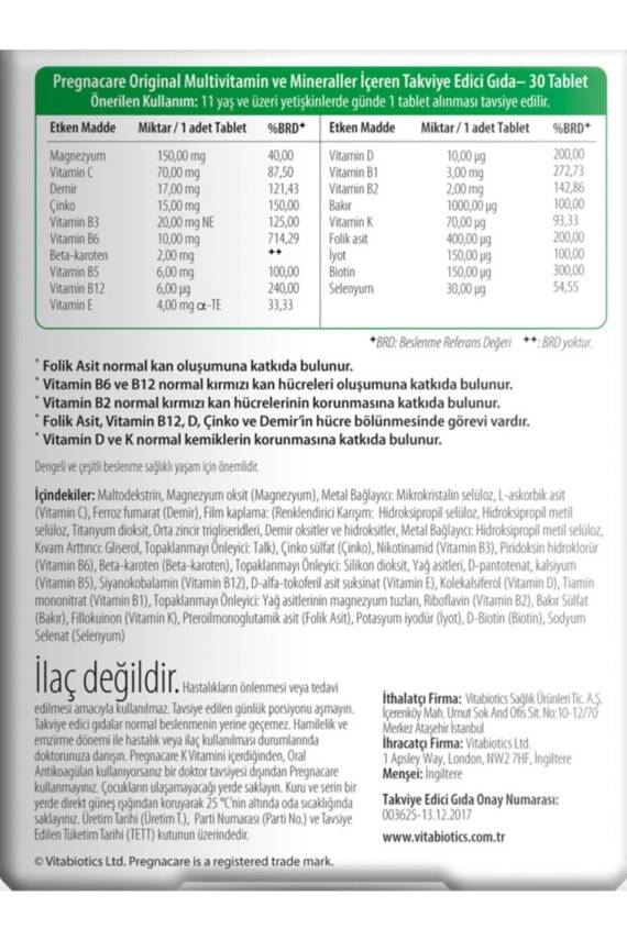 Vitabiotics Pregnacare Original 30 tablet - 3