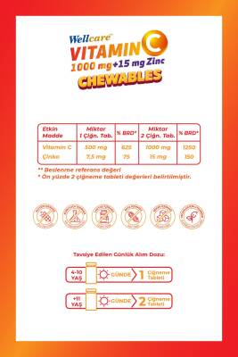 Wellcare Vitamin C & Çinko Çiğneme Tablet - 30 Tablet - 2