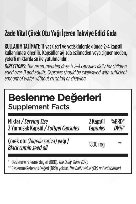 Zade Vital Çörek Otu Yağı 60 Kapsül - 5